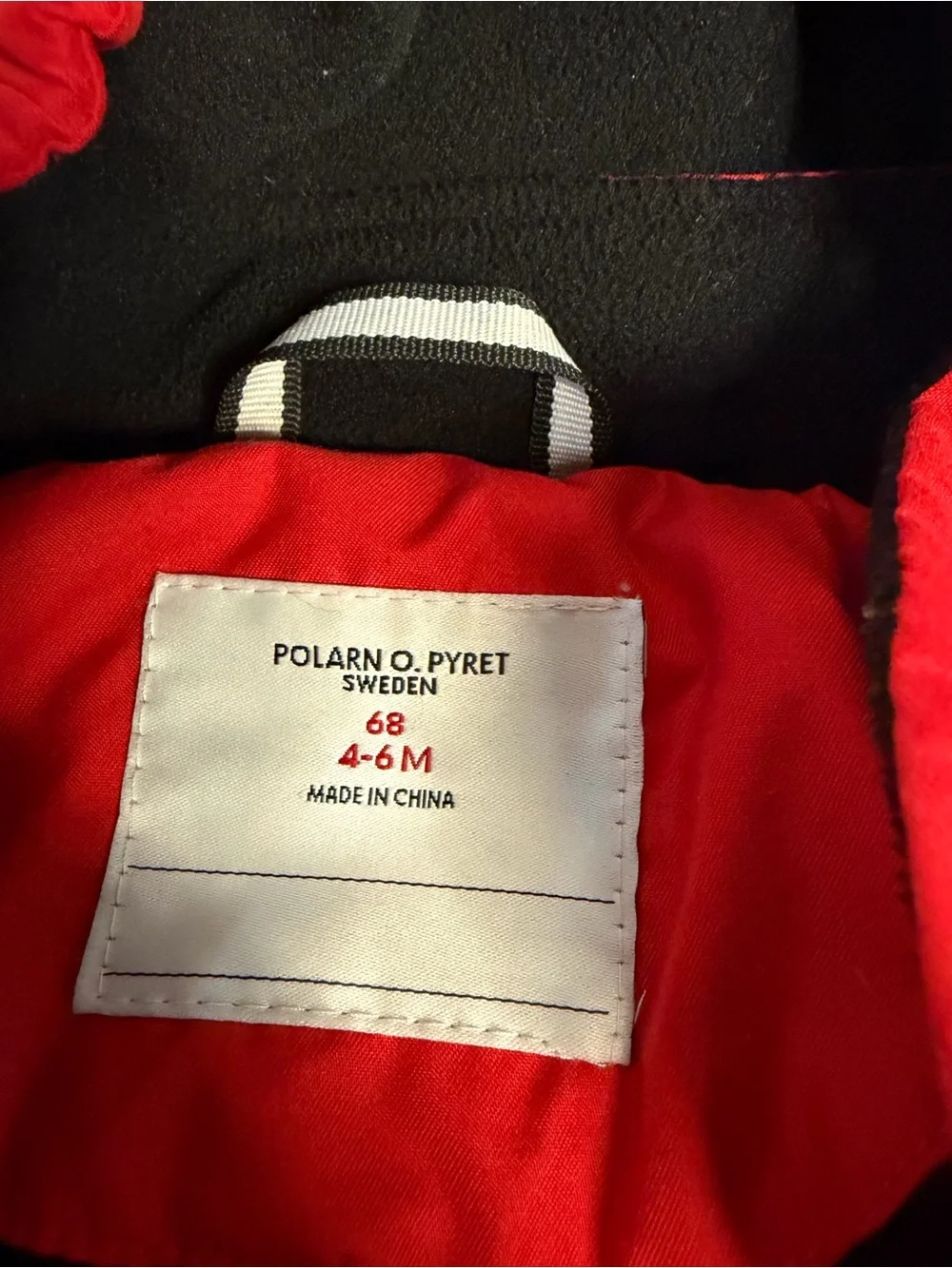 Polarn O. Pyret Red Hooded baby 4-6m Snowsuit with wool mittens